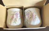 *NEW Corelle WISTERIA SALT & PEPPER SHAKER SET Purple Floral Porcelain Japan