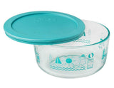 PYREX 4 Cup SUMMER FUN Glass Storage Bowl *BEACH LIGHTHOUSE SAILBOAT FISH SWIM