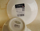 2-pc Pacific WHITE Stoneware 1.5 CREAMER /GRAVY Sauce BOAT w/Corelle UNDERPLATE