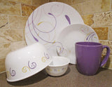 1 Corelle VIOLET DANCE Purple Yellow Pink Curls CHOOSE: Serving PLATTER or BOWL