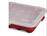 1 STERILITE Hard Plastic 20 CHRISTMAS ORNAMENT STORAGE Case BOX *Red Stackable