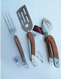 3-pc Charcoal Companion Rosewood FOLDING BBQ GRILL UTENSILS *SPATULA FORK TONGS