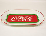 DRINK COCA~COLA Stoneware SNACK TRAY 12x7 Coke Soda Beverage RED GREEN WHITE New