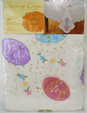 52 x 70 EASTER TABLECLOTH Satiny Colorful Spring EGGS Cutout Fabric Table Linen