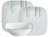 1 CORELLE Square RAIN DROPS 10 1/2" DINNER PLATE  *Turquoise Black Dots