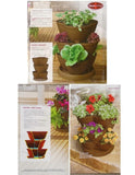 30-Qt STACK-A-POT Tiered Stackable Planter Pots BROWN Flowers Herbs Strawberries