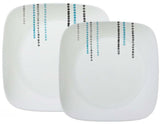 1 CORELLE Square RAIN DROPS 10 1/2" DINNER PLATE  *Turquoise Black Dots