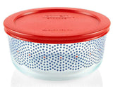 ❤️ New PYREX 4 Cup RED BLUE American Patriotic Storage Bowl STAR SWIRLS