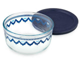 Pyrex SANTORINI SKY 4 Cup ROUND Storage Bowl * Greek Teal Turquoise Cobalt Blue