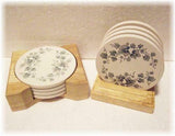 Corelle Coordinates STONEWARE Drink COASTER Set +WOOD CADDY Holder Beverage *NEW