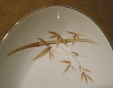 BAMBOO FC Fine China JAPAN 10 x 8  OVAL SERVING BOWL Platinum Rim Brown Branch