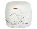 1 Corelle SPLENDOR Square 6.5" BREAD DESSERT PLATE *Energetic RED GRAY Scrolls