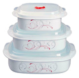 Corelle Calypso 6pc Plastic MICROWAVE COOKWARE Set VENT Lids *PICK Your PATTERN