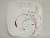 1 Corelle SPLENDOR Square 6.5" BREAD DESSERT PLATE *Energetic RED GRAY Scrolls