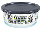 Pyrex 4 Cup HALLOWEEN Storage SPOOKY FUN /Haunted Mansion Cemetery FRIGHT NIGHT