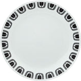 2 Corelle BLACK NIGHT 6 3/4" BREAD PLATES Retro GEOMETRIC Shape BANDS LINES DOTS