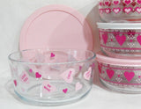 PYREX 7 Cup VALENTINE CONVERSATION CANDY HEARTS Storage Bowl Love Amore Hug Me