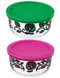 Pyrex 4 Cup Halloween Trick or Treat DEAD SKULLS GARDEN Choose: PINK or GREEN