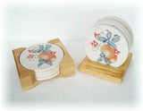 Corelle Coordinates STONEWARE Drink COASTER Set +WOOD CADDY Holder Beverage *NEW