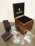 Browning DICE in DICE GAME w/ WOODEN BOX BUCKMARK Shakers Die GIFT SET