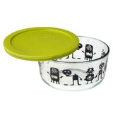 Pyrex Halloween MONSTERS & PUMPKINS 4 Cup Storage Bowl & GREEN Cover Scary Creep