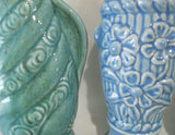 3 Jim Beam Whiskey DECANTERS Regal China TURQUOISE SWIRL & BLUE DAISY Bottles