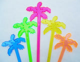 20 Colorful PALM TREES 7" Acrylic TROPICAL DRINK Cocktail Swizzle STIRRERS