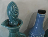 3 Jim Beam Whiskey DECANTERS Regal China TURQUOISE SWIRL & BLUE DAISY Bottles