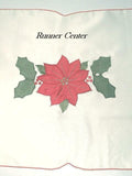Christmas POINSETTIA & HOLLY TABLE RUNNER 13x72 Ivory Satiny Laser Cut Outs *NEW
