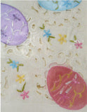 52 x 70 EASTER TABLECLOTH Satiny Colorful Spring EGGS Cutout Fabric Table Linen