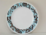 Corelle PRO DANCING CAROUSEL LUNCH PLATE Turquoise Brown 30% Thicker Vitrelle 2