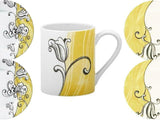 1 Corelle TANGO 11-oz Stoneware MUG *Black Tulip Floral Golden Yellow Waves NEW