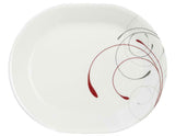 ❤️ NEW Corelle SPLENDOR 12.25" x 10" SERVING PLATTER *Energetic RED GRAY Scrolls
