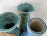 3 Jim Beam Whiskey DECANTERS Regal China TURQUOISE SWIRL & BLUE DAISY Bottles