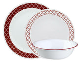 1 Corelle Livingware CRIMSON TRELLIS 6 3/4" BREAD Dessert PLATE *Red Geometric