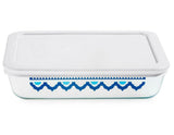 Pyrex SANTORINI SKY 3 Cup RECTANGULAR Storage Dish *BLUE or White Cover