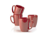 4 Corelle 11-oz RED HOLIDAY BERRY WINE Stoneware Mugs *BANDHANI CRIMSON HOLLY
