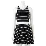 2-pc Julie Stripe Black White TANK TOP & SKATER SKIRT SET Cool Summer Outfit