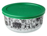 Pyrex FOOTBALL FANATIC 4 Cup STORAGE BOWL Stadium Field Goalposts Helmets Jersey