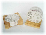 Corelle Coordinates STONEWARE Drink COASTER Set +WOOD CADDY Holder Beverage *NEW