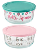 PYREX 4 Cup Pink EASTER Bunny Peeps Blue Floral *HIPPITY HOPPITY or HELLO SPRING
