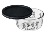 Pyrex Halloween MARIACHI BAND 4 Cup Storage BLACK Skulls Mexican Day of the Dead