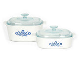 CORNINGWARE Stovetop 6-pc PYROCERAM Blue CORNFLOWER Casserole Set 2 & 3 Qt *NEW