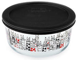 Pyrex CITY CATS or DOGS 4 Cup ROUND Storage Bowl Suit Tie KITTY / PUPPY LOVE Hearts