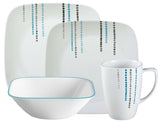 1 CORELLE Square RAIN DROPS 10 1/2" DINNER PLATE  *Turquoise Black Dots
