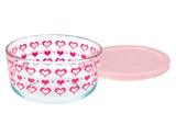 PYREX 4 Cup SMITTEN LOVE Valentine STORAGE BOWL 3-Rows Pink Red Inlaid Hearts