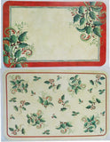 4 CHRISTMAS HOLLY 17x11 Reversible PLACEMATS Holiday Red Green Leaves Berries