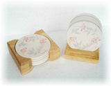 Corelle Coordinates STONEWARE Drink COASTER Set +WOOD CADDY Holder Beverage *NEW