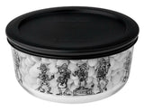 Pyrex Halloween MARIACHI BAND 4 Cup Storage BLACK Skulls Mexican Day of the Dead