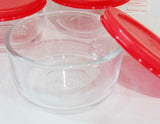 ❤️ PYREX Simply Store 1 CUP ROUND Storage BOWL Red or Blue Cover Storage Crafts